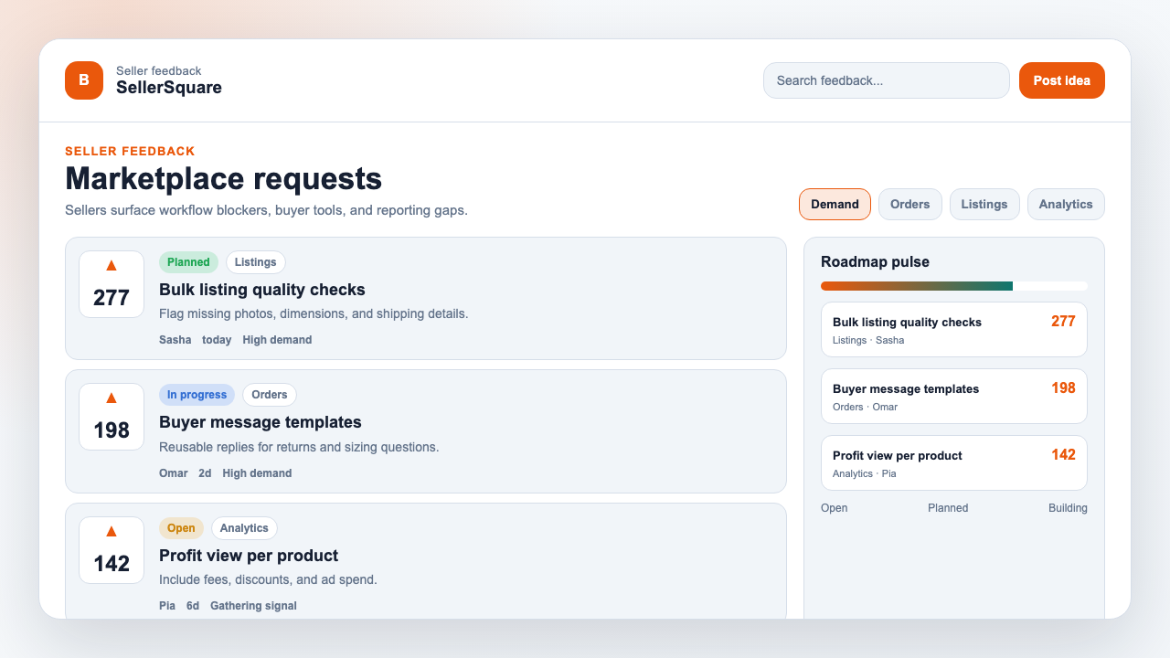 Marketplace board example